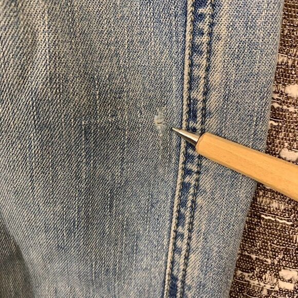 Vintage Y2K‎ Repair Branded Distressed Denim Jeans 5 Button Fly Women's 7/8 - Picture 4 of 14